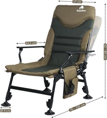 Крісло розкладне CampFeuer Angelstuhl для кемпінгу, риболовлі та відпочинку на природі (оливково-зелений)