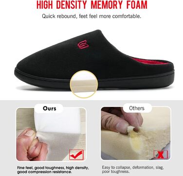 Чоловічі та жіночі домашні тапочки з Memory Foam з бавовни, чорні та червоні, 42/43 EU