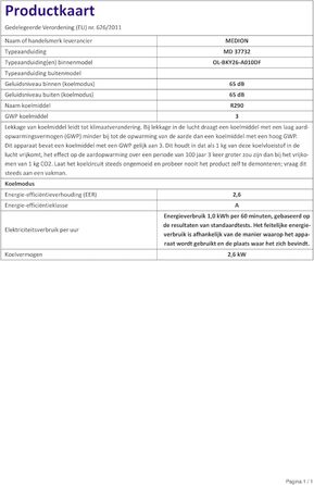 Мобільний кондиціонер MEDION E701 (9000 BTU) з випускним шлангом, для кімнат до 25м², 3-в-1 (охолодження, осушення, вентиляція), з пультом дистанційного керування, функція сну, MD 37730