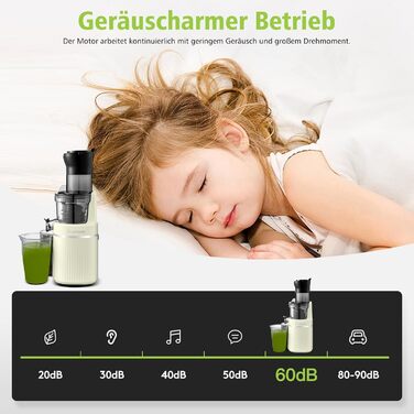 Соковижималка Aobosi Slow Juicer з реверсом, електрична, 80 мм отвір, для овочів та фруктів, 2000 Вт, тиха, BPA Free, жовта