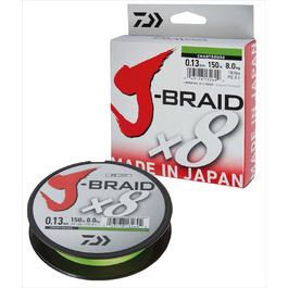 Плетена рибальська волосінь Daiwa J-Braid 8, 0,35 мм, 36 кг, 300 м, салатова, кругле плетіння