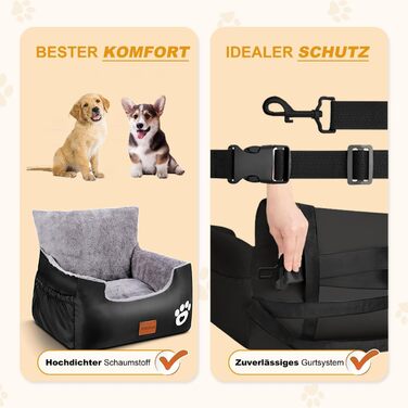 Автомобільне ліжко для собак, 70x60x45 см, з 2 регульованими страхувальними ремінцями, для маленьких собак, знімний та пральний чохол, 2 кишені для зберігання