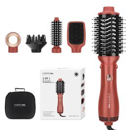 Набір для укладки волосся PARWIN PRO BEAUTY 5 в 1: фен-щітка з іонізацією, 1100 Вт, коралловий, для сушіння, випрямлення та створення об'єму