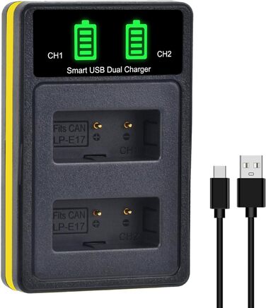 Акумулятор DuraPro 2X 1040mAh LP-E17 для Canon EOS M3, M5, M6, Rebel SL2, T6i, T6s, T7i, 200D, 250D, 750D, 760D, 800D, 8000D, RP та USB-зарядний пристрій Type-C з LED-індикатором