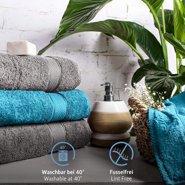 Набір рушників Komfortec 8 шт. з 100% бавовни: 4 великі (70x140 см) та 4 маленькі (50x100 см), фrotте, м'які, антрацит/бірюзовий