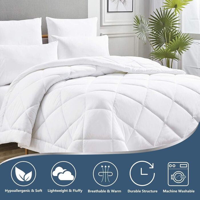 Всесезонна ковдра CozyLux 200x200 см, біла, набір з 3 шт (135x200 см)