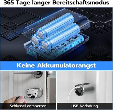 Електронний дверний замок Eseesmart з відбитком пальця, кодовим вводом, Bluetooth-додатком і ключем, циліндр 40/40 (80 мм)