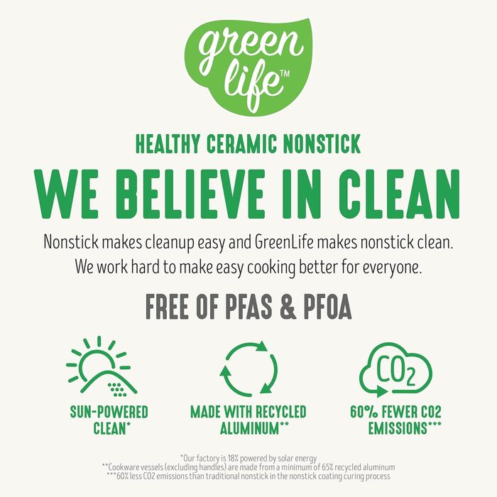 Набір кухонного посуду GreenLife 16 предметів з антипригарним покриттям, м'якими ручками, керамічним покриттям без PFAS, придатний для миття в посудомийній машині та духовці, для смаження, тушкування та соусів, з кришками з кварцового скла сірого кольору
