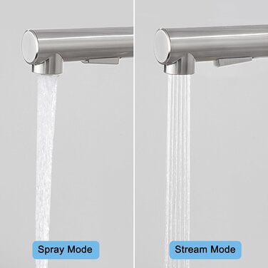 Кухонний змішувач висувний BONADE з душем, 360° поворот, змішувач для кухні з 2 струменями, з нержавіючої сталі, однорідний