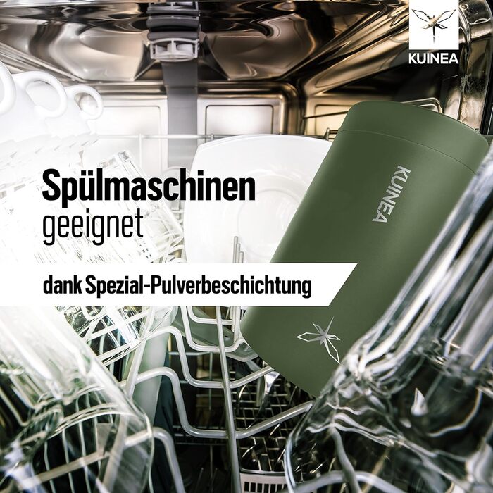 Термокружка для кави KUINEA To Go 350 мл, нержавіюча сталь, 6 годин тепла, з гігієнічним клапаном, без BPA, зелена