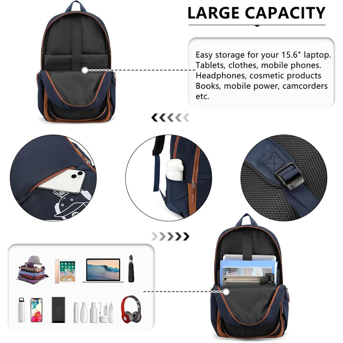 KONO Рюкзак для школи 3-в-1: рюкзак, сумка через плече, пенал. Підходить для ноутбука 15.6