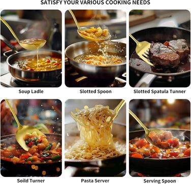 Набір кухонного інвентарю з нержавіючої сталі 304, 12 предметів, золотий колір, для кухні