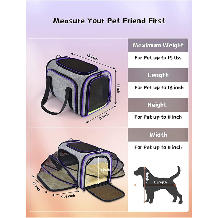 Транспортна переноска для тварин сіра/фіолетова: переноска для котів та собак, переноска-будка, сумка-переноска