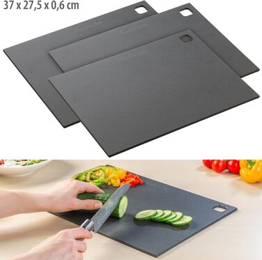 Rosenstein & Söhne Cutting Board Wood: 3-Piece Wood Fiber Cutting Boards, Dishwasher Safe, 37 x 27.5 cm (Cheese Cutting Boards, Large Kitchen Board)…