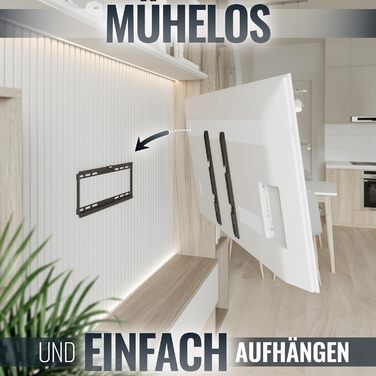 Кронштейн для телевізора RICOO N0722: плоский, ультратонкий, для 32-55 дюймів, настінний, нахильний, VESA 200x200, до 35 кг