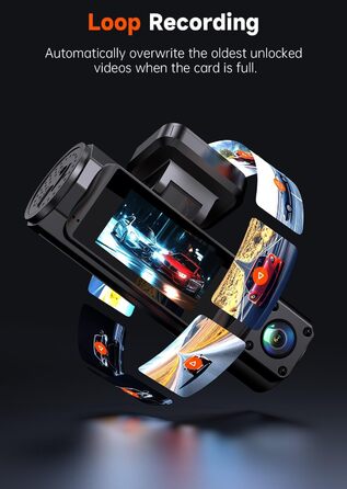 Відеореєстратор E-YEEGER 3-канальний 4K + 1080P + 1080P з Wi-Fi, 32GB карта, нічна зйомка, G-сенсор, паркування - чорний