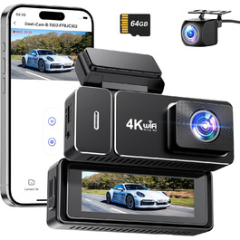 Відеореєстратор CHORTAU 4K+1080P з двома камерами, WiFi, LCD 2.99