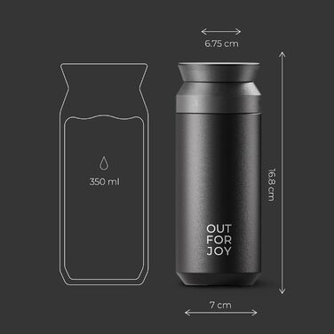 Термокружка з нержавіючої сталі 350 мл | Термокружка для кави та чаю на винос | З подвійними стінками, ізольована, не протікає | Travel Tumbler | Зберігає тепло 4 години / холод 8 годин (Чорний Midnight)