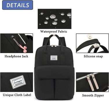 Рюкзак FUXINGYAO для жінок з відділенням для ноутбука 15.6 дюймів, 23L, антикрадійний, чорний