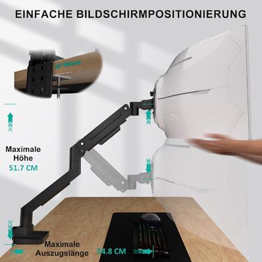 Кріплення для монітора WALI до 49 дюймів, одноплечий, чорний, VESA 75/100 мм, до 15 кг