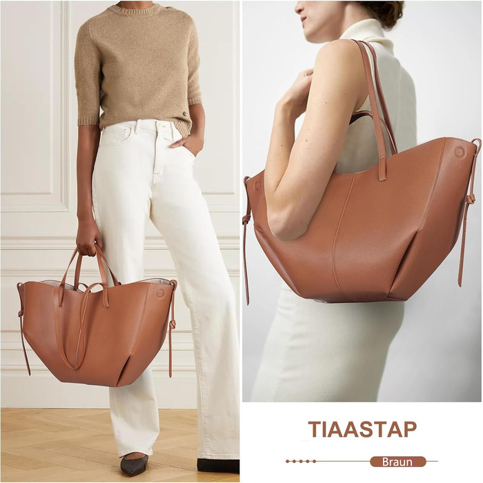 Велика жіноча сумка-шопер TIAASTAP зі штучної шкіри, елегантна сумка на плече для університету, покупок, подорожей, колір верблюжий