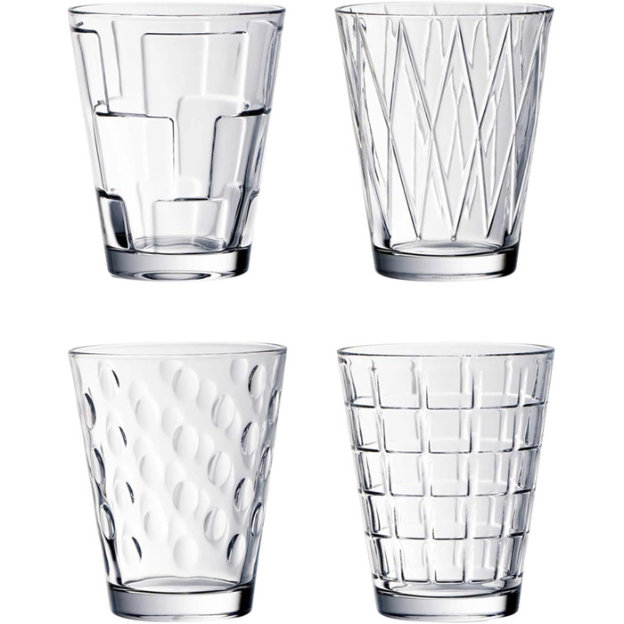 Villeroy & Boch - Dressed Up Water Glass Set, 16-piece, 310 ml, crystal glass, dishwasher-safe, 4x 4-piece set assorted