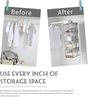 Настінна полиця-органайзер для шафи, сіра, 4 відділення, 12 кишень, 30x22.5x80 см