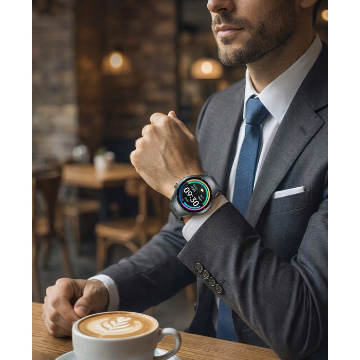 Смарт-годинник Lazird Zegarek з AMOLED-дисплеєм, вимірюванням тиску та рівня глюкози, чорний