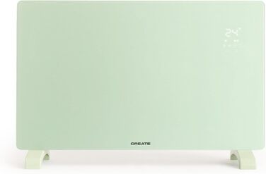 Електричний конвектор CREATE/WARM Crystal 2000W з Wi-Fi, LED-сенсорне управління, 2 режими (2000W), пастельно-зелений