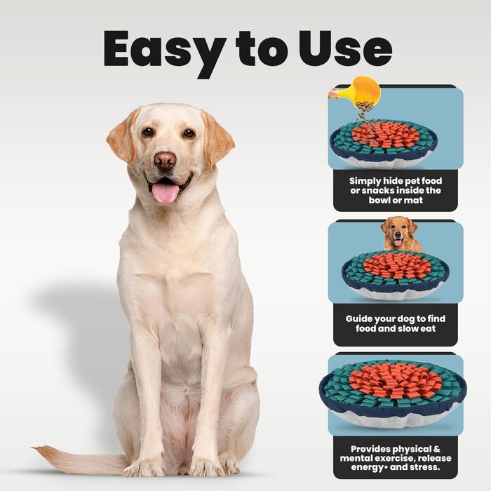 PET ARENA килимок для нюхання собак – інтелектуальна іграшка для собак, велика, регульована, миється (помаранчево-блакитний)