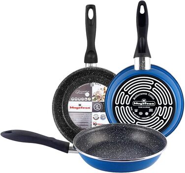 Набір сковорідок Magefesa K2 Blau (20/24/28 см), антипригарне покриття, для всіх плит (індукція), економія енергії 50%