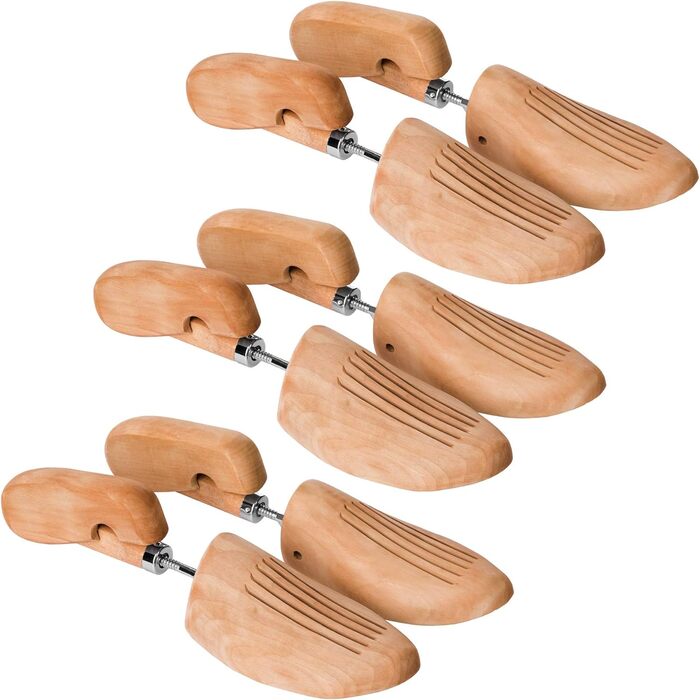 tectake 800593-3 Pair Lotus Wood Shoe Stretchers, Relief for Tight Spots, Universal for Women's and Men's Shoes - Various Sizes