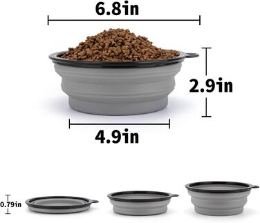 SLSON Складані годівниці для собак, 2 шт., годівниця з кришкою та карабінами, для вигулу, подорожей та повсякденного використання (L, haze purple cool gray)