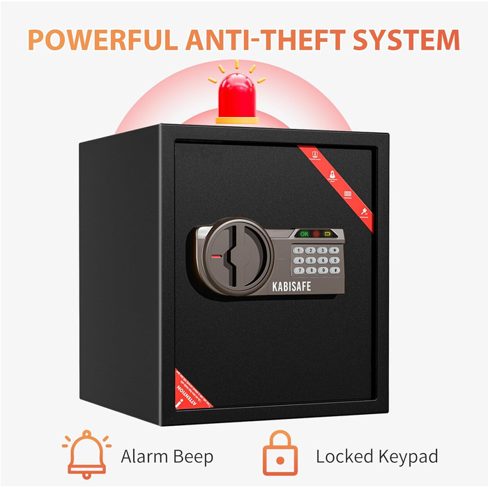 KABISAFE 45L - сейф для дому з електронним замком, світлом та ключем, 45 літрів