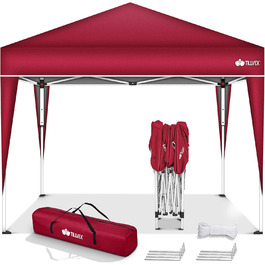 Gazebo Waterproof | Pop-Up Folding Gazebo Adjustable Height | Garden Tent UV Protection 50+ | Party Tent with Bag for Garden (3x3m, Red)
