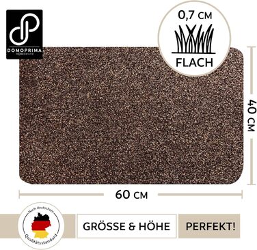 Килимок для підлоги DOMOPRIMA з мікрофібри, миючий, неслизький, надзвичайно поглинаючий та плоский – антибактеріальний, для внутрішнього та зовнішнього використання (60x40 см) (Темно-коричневий, 60x40 см)