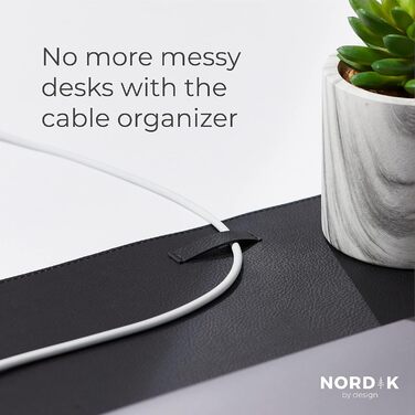 Підкладка на стіл Nordik зі шкіри, органайзер для кабелів (Pebble Black 35x43.2 см) - преміум килимок для миші для дому та офісу, веганський захист столу