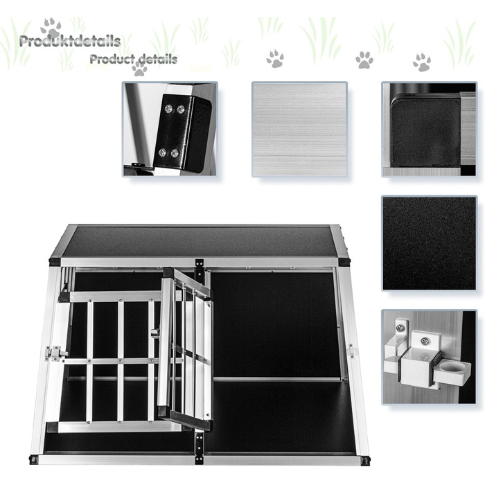 Кія для собак з прямою задньою стінкою 90°, вибір розміру, 2 двері, перегородка, 2-дверний, перегородка 89×69×50 см