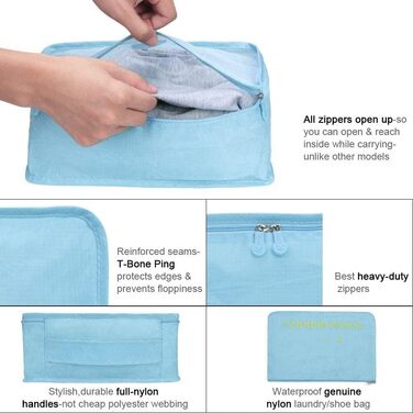 Органайзер для валізи Vicloon 8-в-1: набір для подорожей, водонепроникні сумки для одягу, взуття та косметики (колір: корейський блакитний)