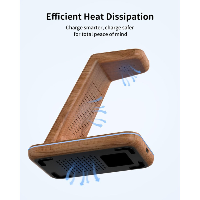 Бездротова зарядка JoyGeek 3 в 1 для Samsung Galaxy: смартфонів (S25/S24/S23/S22/Z Flip/Fold) та годинників/навушників (Watch Ultra/8-4/Buds), з бамбуковою підставкою