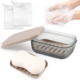 Водонепроникний контейнер для мила з 2 мішечками для мила, велика мильниця з кришкою для подорожей, ванної кімнати, душу, кемпінгу