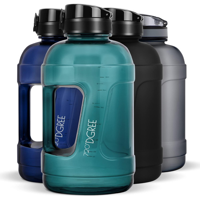 Фітнес пляшка для води 720°DGREE uberBottle Jug 2300 мл з ручкою, BPA-free, герметична, для спорту, тренувань, зелена Crystalclear