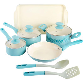 Набір кухонного посуду Spice by Tia Mowry 10 предметів, кераміка, антипригарне покриття, м'ятний колір