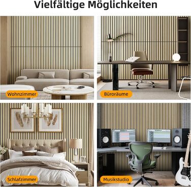 Акустичні 3D-панелі JAMELO з шпоном горіха, самоклеючі стінні панелі для декору стін та стелі, 10 шт. (30x15x1.2 см), колір волоський горіх