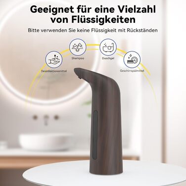 Автоматичний безконтактний диспенсер для мила з 4 рівнями регулювання, 400 мл, електричний, на батарейках, для встановлення на стіл, з інфрачервоним сенсором, бронзовий (400 мл, глибока зернистість)