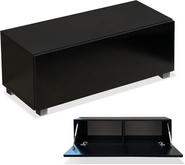 4housedesign® TV Board Lowboard Hanging | TV Cabinet Sideboard Living Room | Lowboard Living Room TV Shelf TV Board Hanging TV Cabinet TV 55 Inch - TV Lowboard Black Matt (200 (2x100), Black Matt)