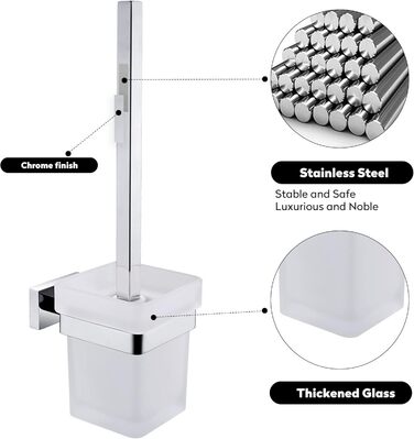 Набір для туалету Klobürste: щітка для унітазу та тримач на стіну, хром, нержавіюча сталь