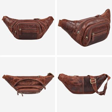 STILORD 'Dublin' чоловіча поясна сумка з натуральної шкіри велика, водонепроникна, захист від крадіжки - XXL, для подорожей, туризму, фестивалів, колір: (Kara - Cognac)