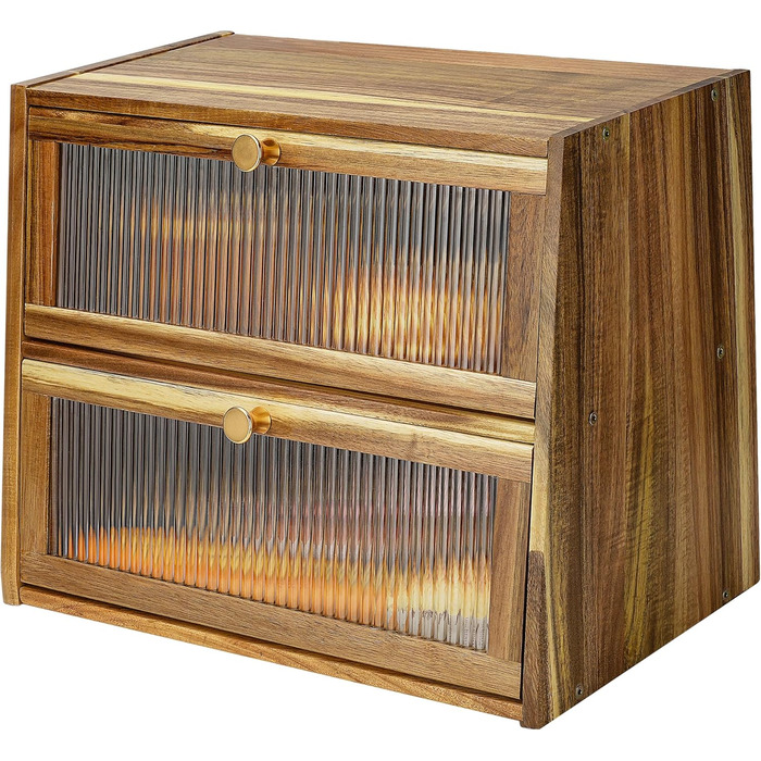 Дерев'яний хлібниця великого розміру, 2-ярусний, з акриловим вікном (акація)