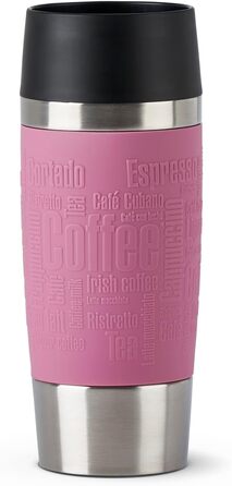 Термокружка Emsa Travel Mug Classic, 360 мл, рожевий колір, з термоізоляцією, Quick-Press, 360° відкриття, для напоїв на виніс